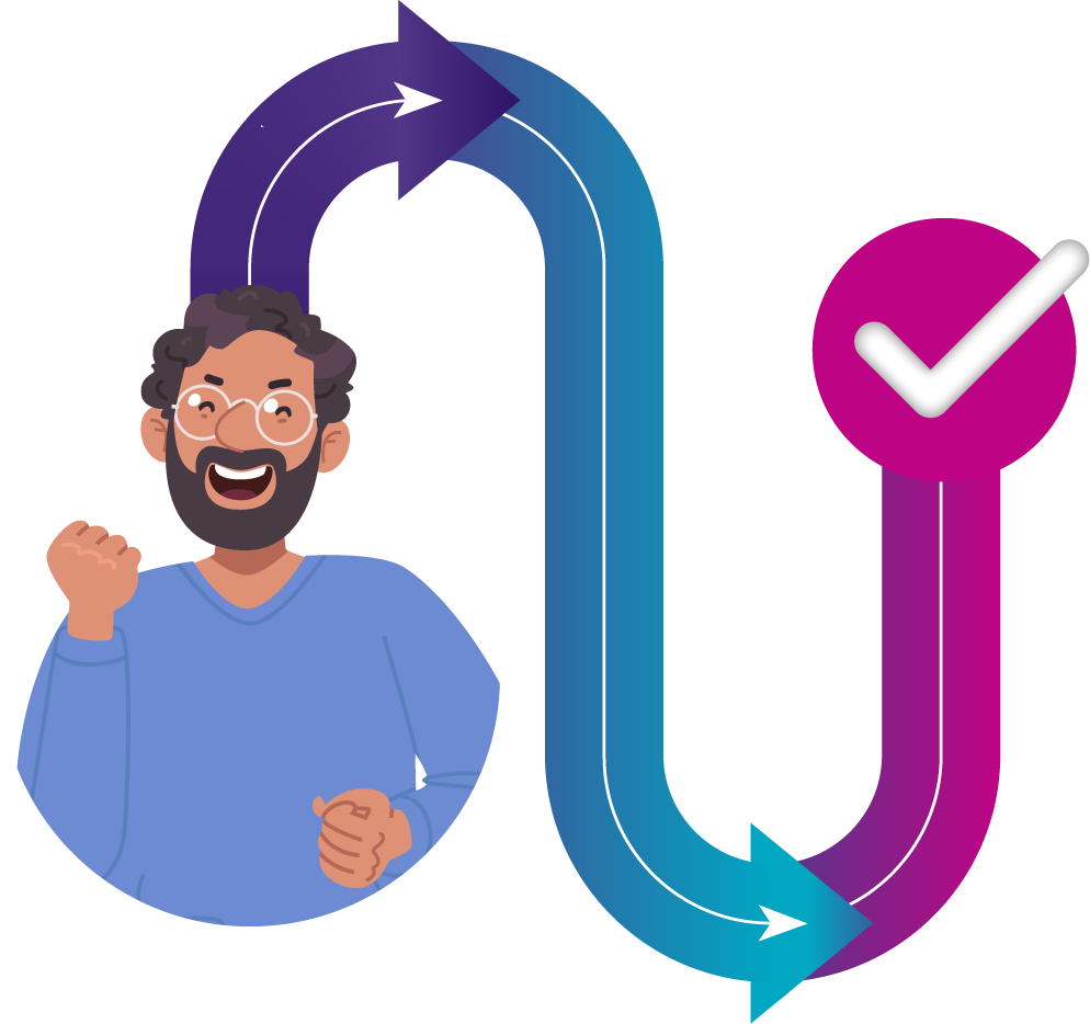 Illustration of character and path to success