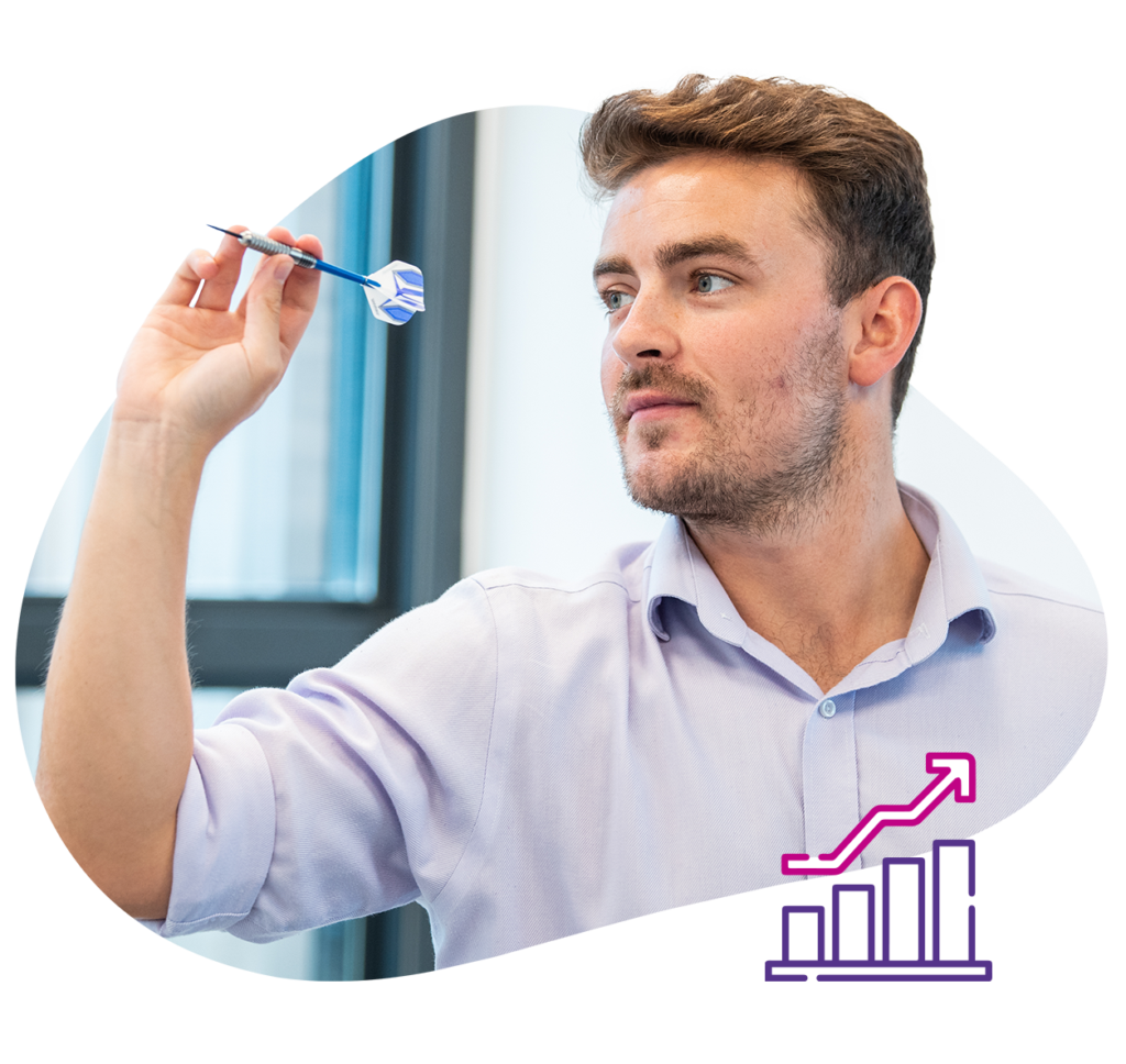 Photograph of durhamlane event sales support team member playing darts