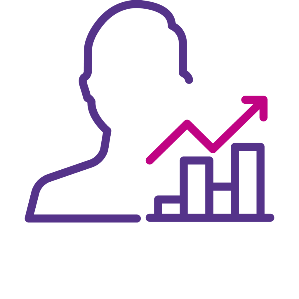 Head and bar chart icon