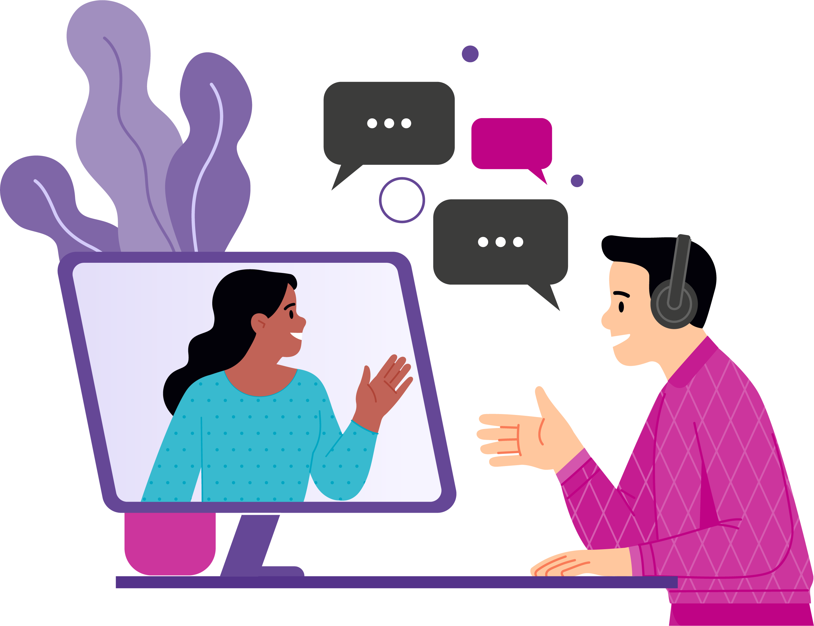 Graphic of outbound sales development team talking with prospect