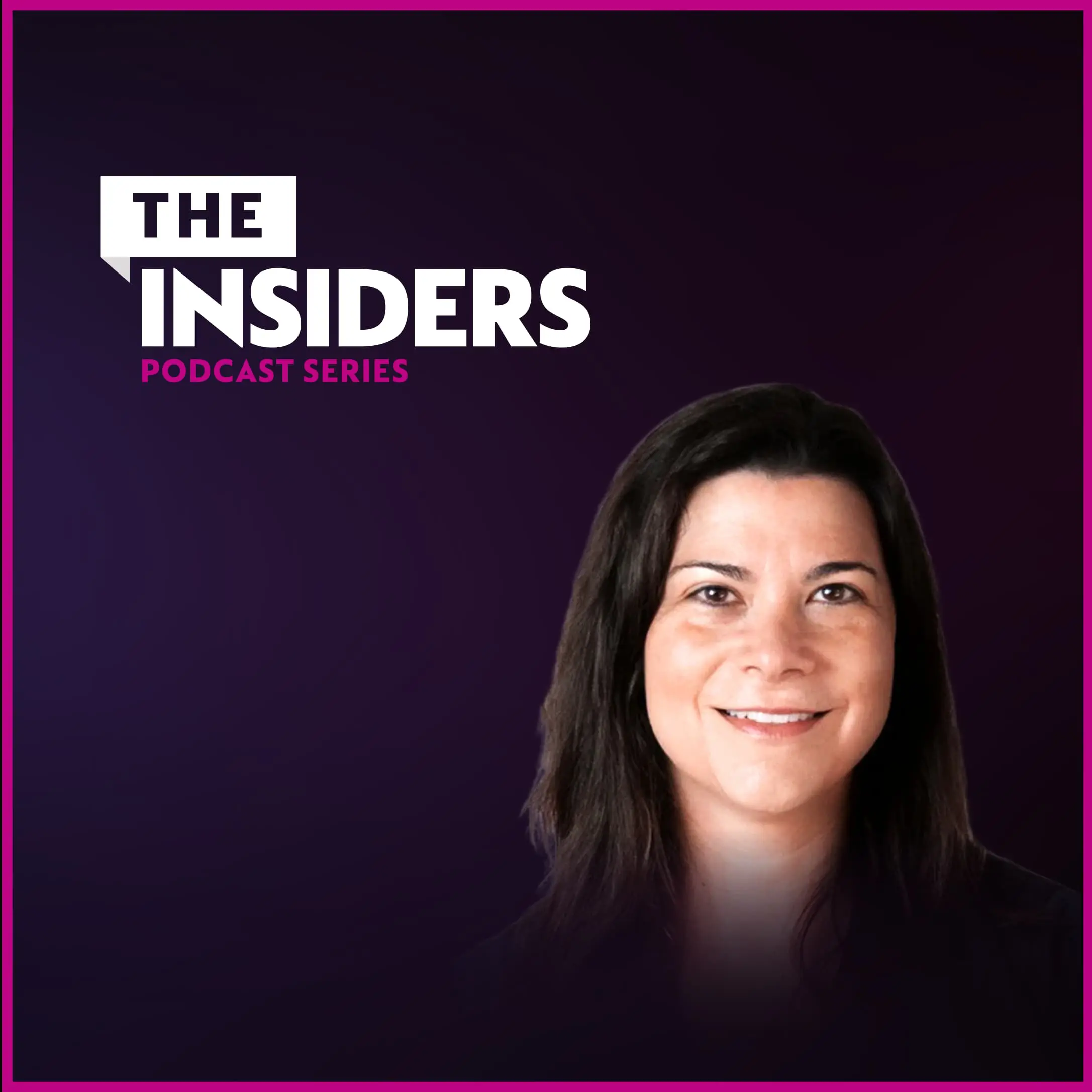 Coloured background with The Insiders Podcast series text and headshot