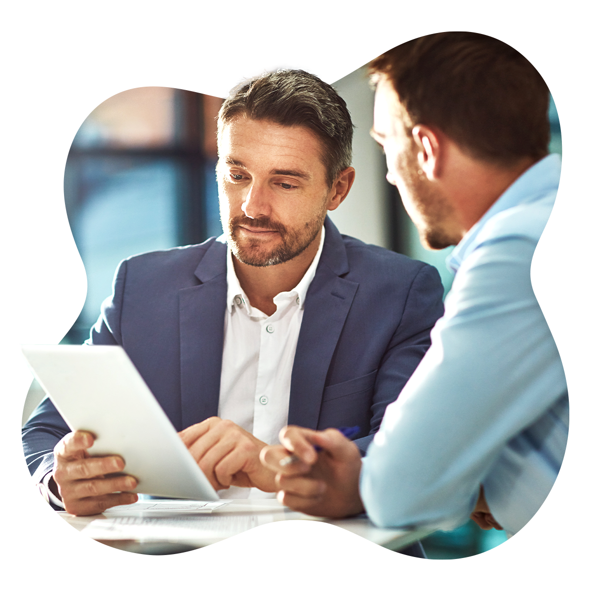 business man talking to customer