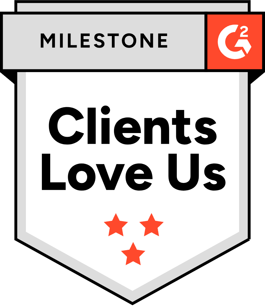 G2 badge Clients Love Us milestone