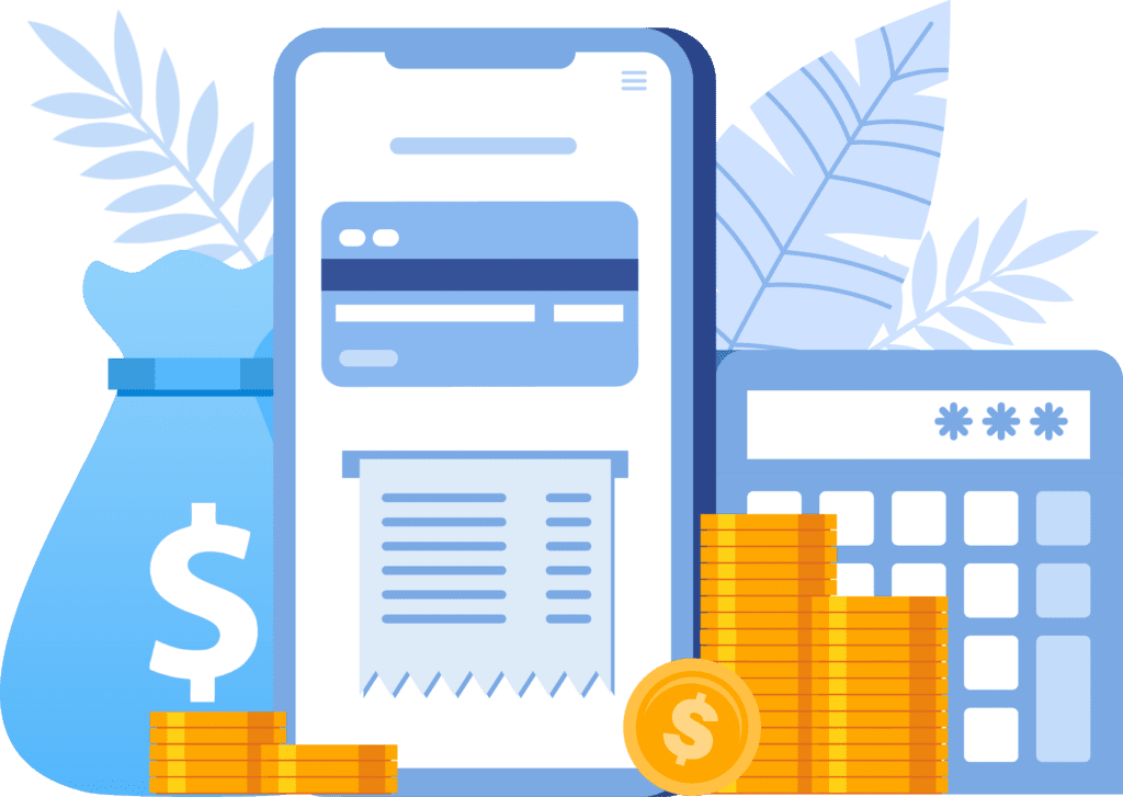 Stack of money and a calculator