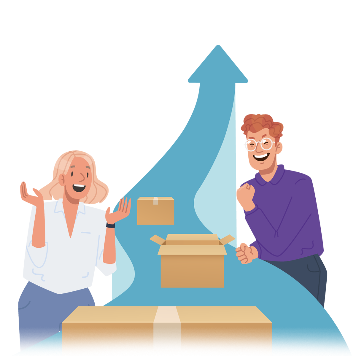 Illustrated characters on manufacturing production line with transparent background