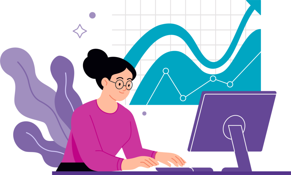 Graphic of b2b sales leader sitting at computer