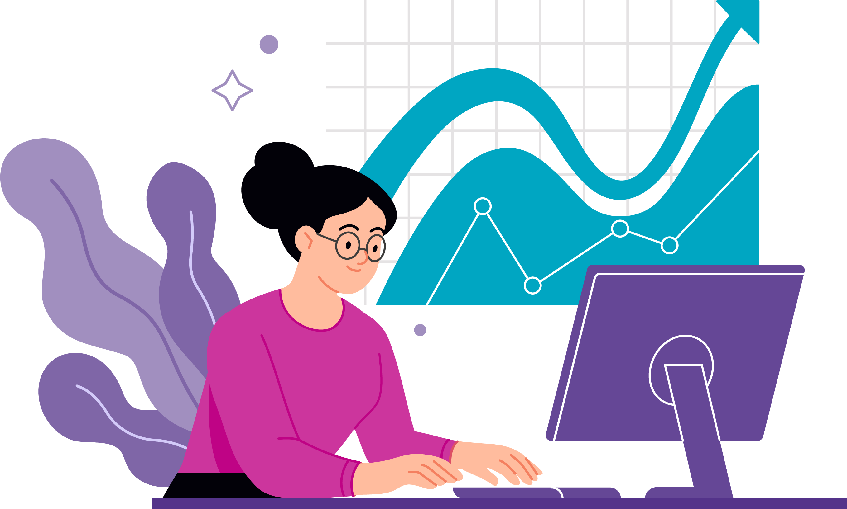 Graphic of b2b sales leader sitting at computer