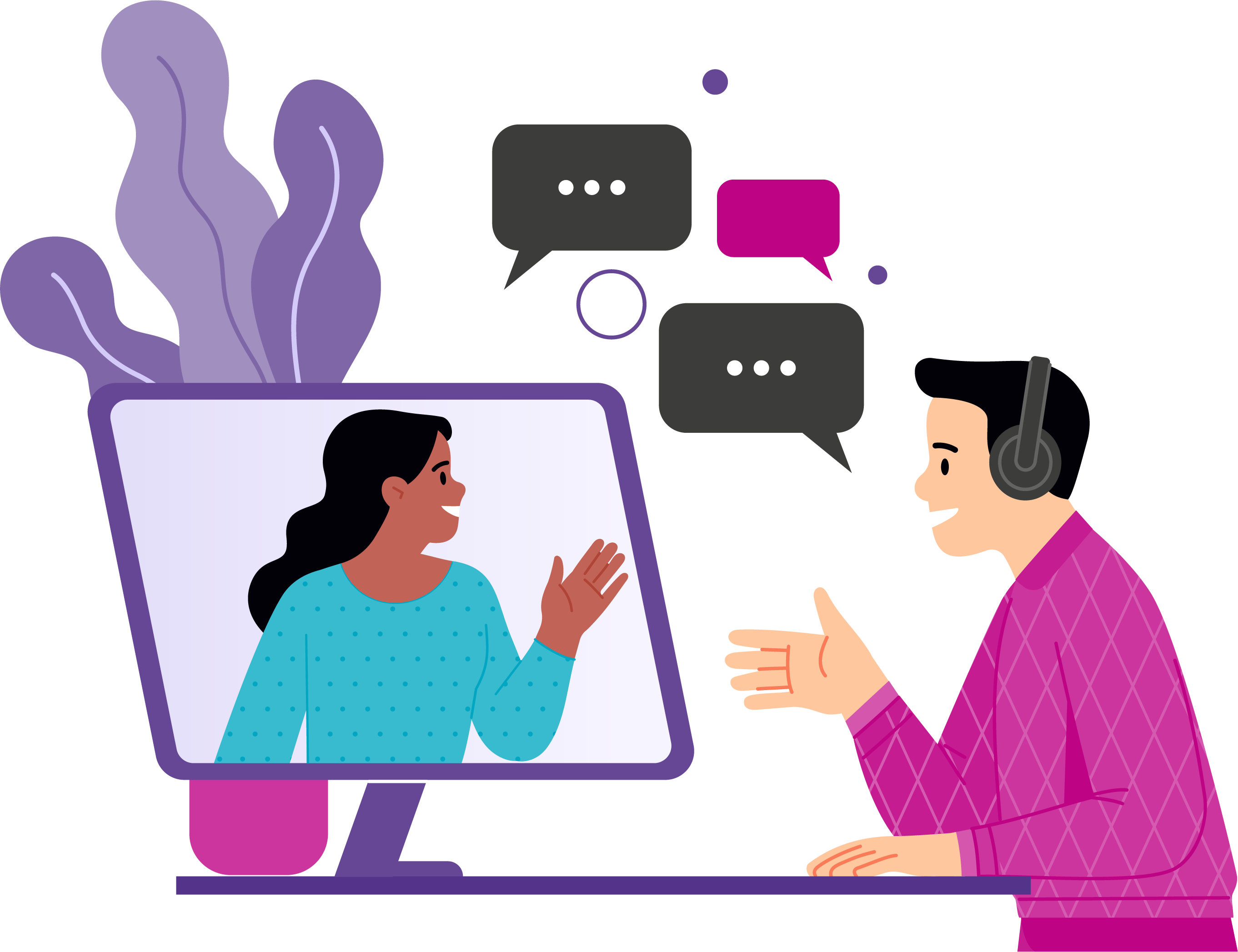 Graphic of outbound sales development team talking with prospect