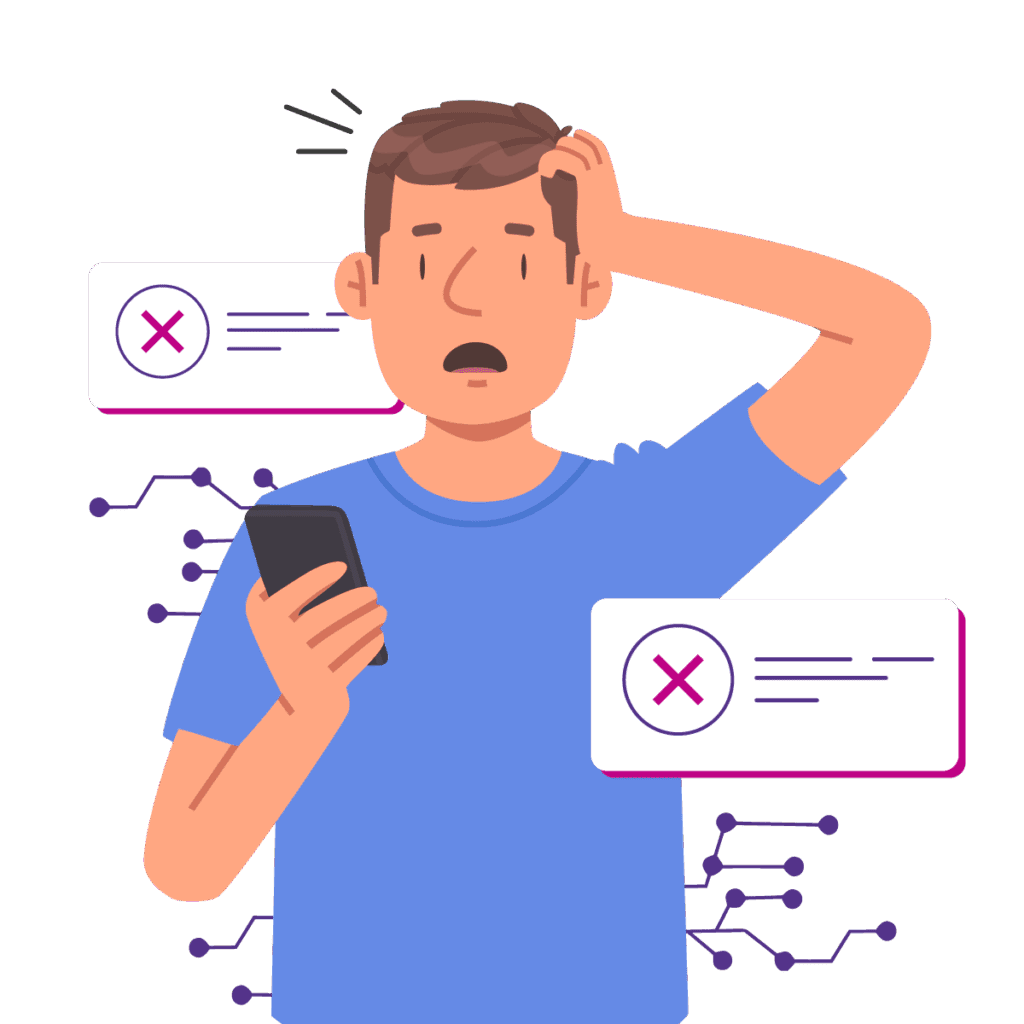 Illustration of stressed sales leader with low conversion rate