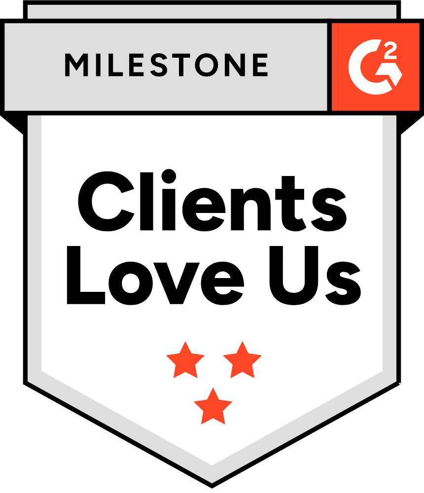 G2 badge Clients Love Us milestone